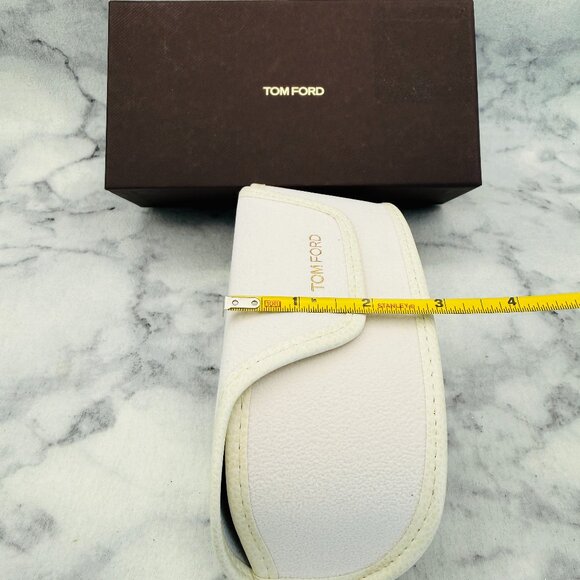 Tom Ford Sunglasses Case Set, Large White Velvet,Boxed,Leather Trim,White Cloth